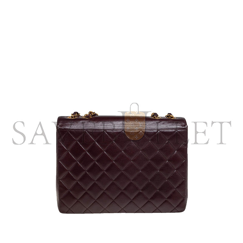 CHANEL MASTER BURGUNDY QUILTED LEATHER VINTAGE CC FLAP BAG A2215 (33*23*11cm)